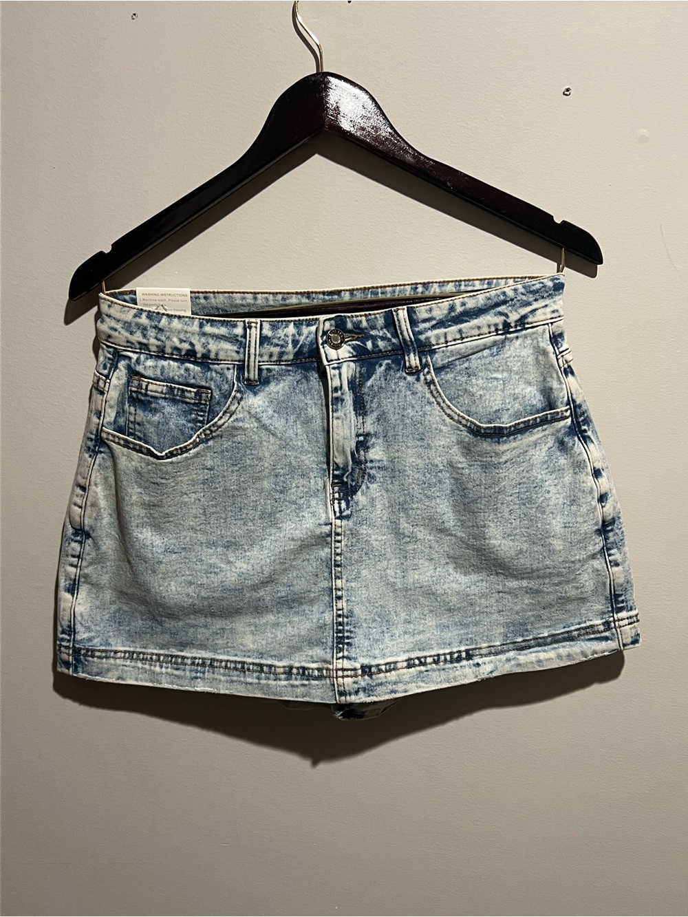 Light Acid Wash Denim Y2K Mini Skirt SKORT - Size M - Picture 2 of 4